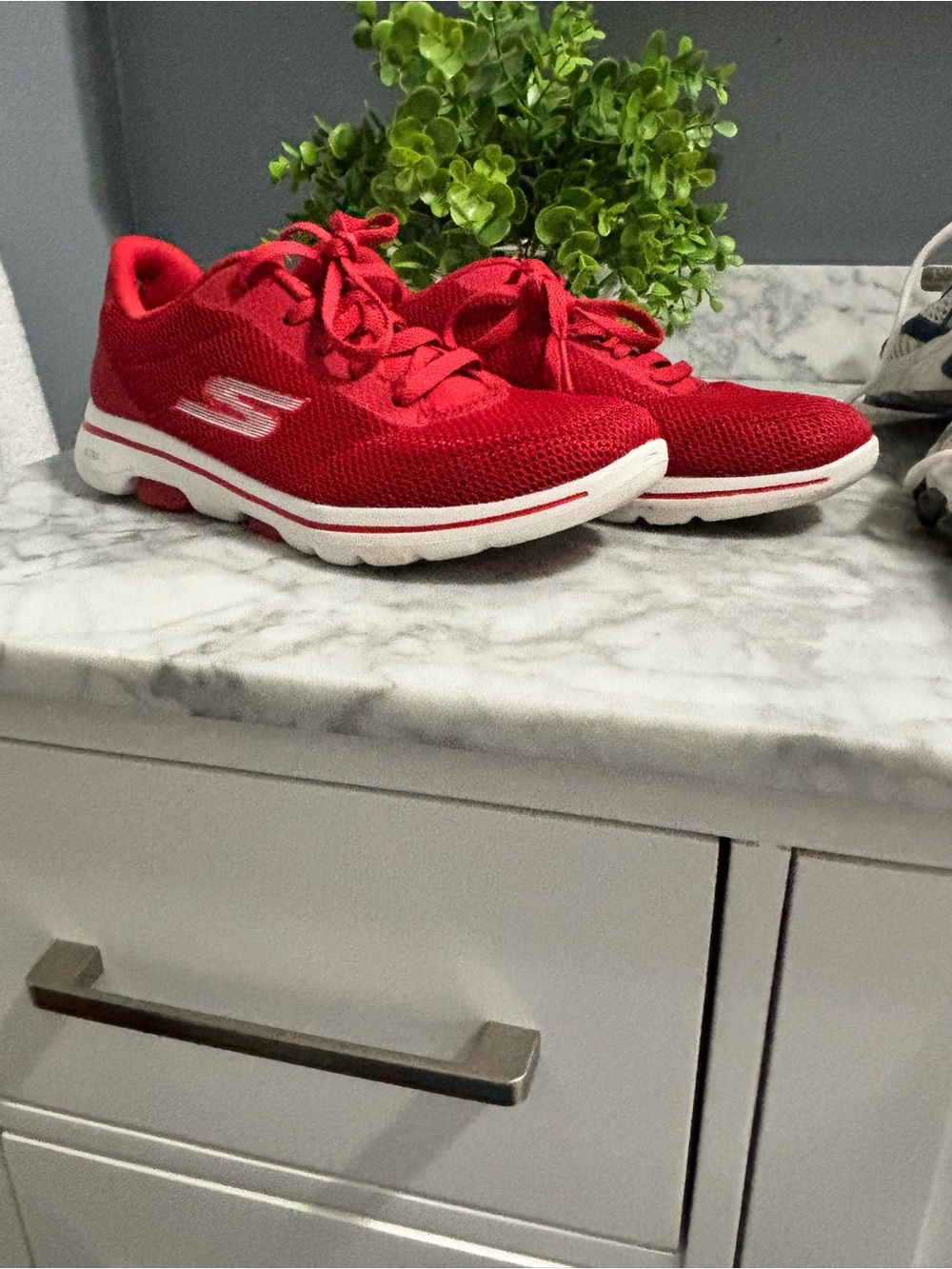 Skechers Quick Fit Women’s Breathable Red Knit Athletic Sneakers